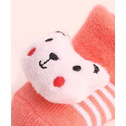 Cute Walk by Babyhug Socks With Large Bear Applique - Coral