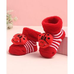 Cute Walk by Babyhug Sock Shoes with Stripes & Applique - Multicolor