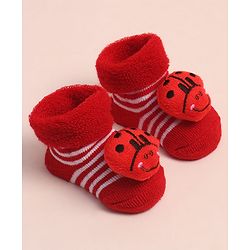 Cute Walk by Babyhug Sock Shoes with Stripes & Applique - Multicolor
