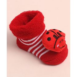 Cute Walk by Babyhug Sock Shoes with Stripes & Applique - Multicolor