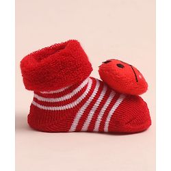 Cute Walk by Babyhug Sock Shoes with Stripes & Applique - Multicolor