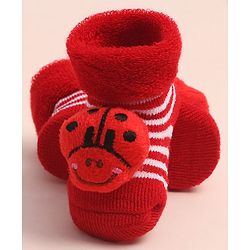 Cute Walk by Babyhug Sock Shoes with Stripes & Applique - Multicolor