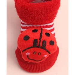 Cute Walk by Babyhug Sock Shoes with Stripes & Applique - Multicolor
