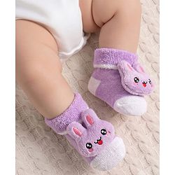 Cute Walk by Babyhug Sock Shoes with Bunny Applique - Multicolor