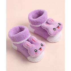 Cute Walk by Babyhug Sock Shoes with Bunny Applique - Multicolor