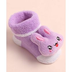 Cute Walk by Babyhug Sock Shoes with Bunny Applique - Multicolor