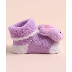 Cute Walk by Babyhug Sock Shoes with Bunny Applique - Multicolor