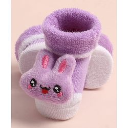 Cute Walk by Babyhug Sock Shoes with Bunny Applique - Multicolor