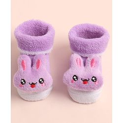Cute Walk by Babyhug Sock Shoes with Bunny Applique - Multicolor