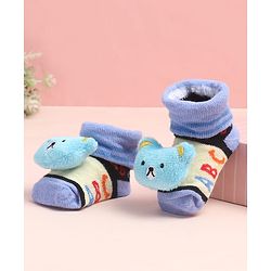 Cute Walk by Babyhug Sock Shoes with ABC Design & Bear Applique - Multicolor
