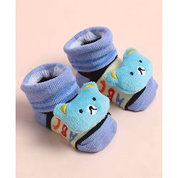 Cute Walk by Babyhug Sock Shoes with ABC Design & Bear Applique - Multicolor