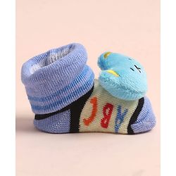 Cute Walk by Babyhug Sock Shoes with ABC Design & Bear Applique - Multicolor