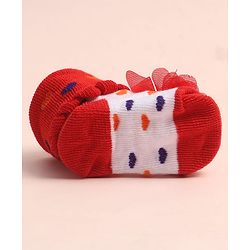 Cute Walk by Babyhug Sock Shoes with Heart Design & Floral Applique - Multicolor