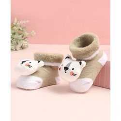 Cute Walk by Babyhug Sock Shoes with Kitty Applique - Multicolor