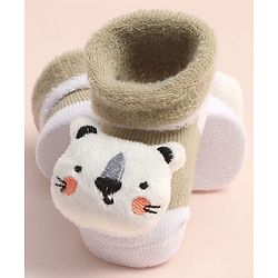 Cute Walk by Babyhug Sock Shoes with Kitty Applique - Multicolor