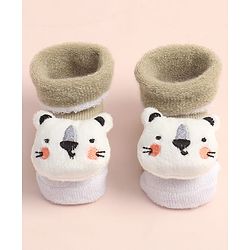 Cute Walk by Babyhug Sock Shoes with Kitty Applique - Multicolor