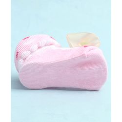 Cute Walk by Babyhug Sock Shoes with Heart Design & Floral Applique - Multicolor