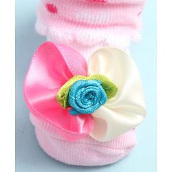 Cute Walk by Babyhug Sock Shoes with Heart Design & Floral Applique - Multicolor