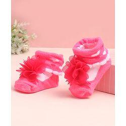 Cute Walk by Babyhug Sock Shoes with Floral Applique - Multicolor