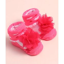Cute Walk by Babyhug Sock Shoes with Floral Applique - Multicolor