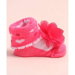 Cute Walk by Babyhug Sock Shoes with Floral Applique - Multicolor