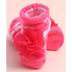 Cute Walk by Babyhug Sock Shoes with Floral Applique - Multicolor