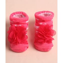 Cute Walk by Babyhug Sock Shoes with Floral Applique - Multicolor