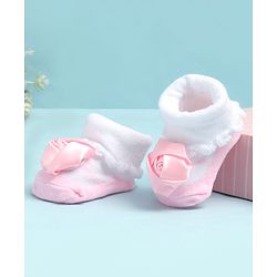 Cute Walk by Babyhug Sock Shoes with Floral Applique - Multicolor