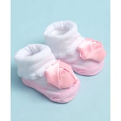 Cute Walk by Babyhug Sock Shoes with Floral Applique - Multicolor