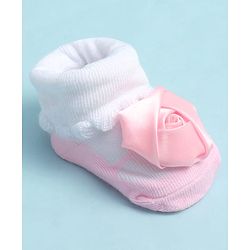 Cute Walk by Babyhug Sock Shoes with Floral Applique - Multicolor