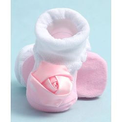 Cute Walk by Babyhug Sock Shoes with Floral Applique - Multicolor