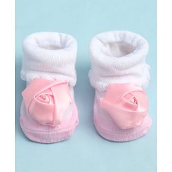 Cute Walk by Babyhug Sock Shoes with Floral Applique - Multicolor