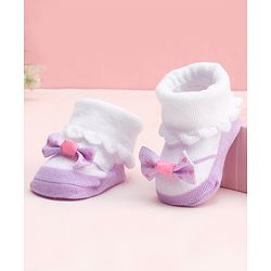 Cute Walk by Babyhug Socks With Large Bow Applique - Mauve