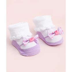 Cute Walk by Babyhug Socks With Large Bow Applique - Mauve