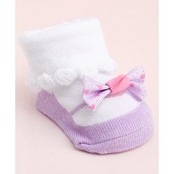 Cute Walk by Babyhug Socks With Large Bow Applique - Mauve
