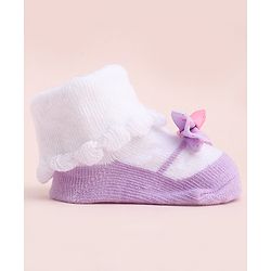 Cute Walk by Babyhug Socks With Large Bow Applique - Mauve