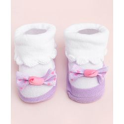 Cute Walk by Babyhug Socks With Large Bow Applique - Mauve