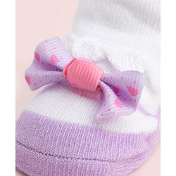 Cute Walk by Babyhug Socks With Large Bow Applique - Mauve