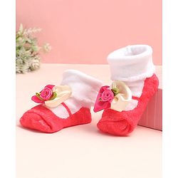 Cute Walk by Babyhug Sock Shoes with Floral Applique - Multicolor