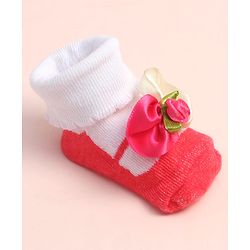 Cute Walk by Babyhug Sock Shoes with Floral Applique - Multicolor