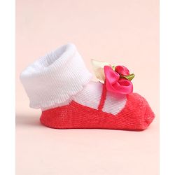 Cute Walk by Babyhug Sock Shoes with Floral Applique - Multicolor