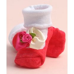 Cute Walk by Babyhug Sock Shoes with Floral Applique - Multicolor