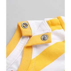 Babyhug 100% Cotton Single Jersey Half sleeves Dungarees With Bear Print Tee In Yellow Blue