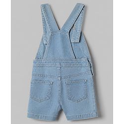 Babyhug 100% Cotton Single Jersey Half sleeves Dungarees With Bear Print Tee In Yellow Blue