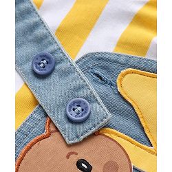 Babyhug 100% Cotton Single Jersey Half sleeves Dungarees With Bear Print Tee In Yellow Blue