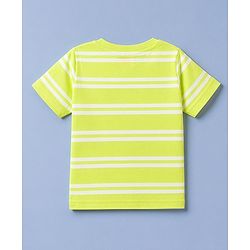Babyhug 100% Cotton Single Jersey Knit Half Sleeves Dungaree Set - Limegreen
