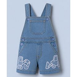 Babyhug 100% Cotton Single Jersey Knit Half Sleeves Dungaree Set - Limegreen