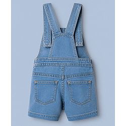 Babyhug 100% Cotton Single Jersey Knit Half Sleeves Dungaree Set - Limegreen