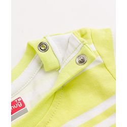 Babyhug 100% Cotton Single Jersey Knit Half Sleeves Dungaree Set - Limegreen