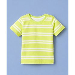 Babyhug 100% Cotton Single Jersey Knit Half Sleeves Dungaree Set - Limegreen